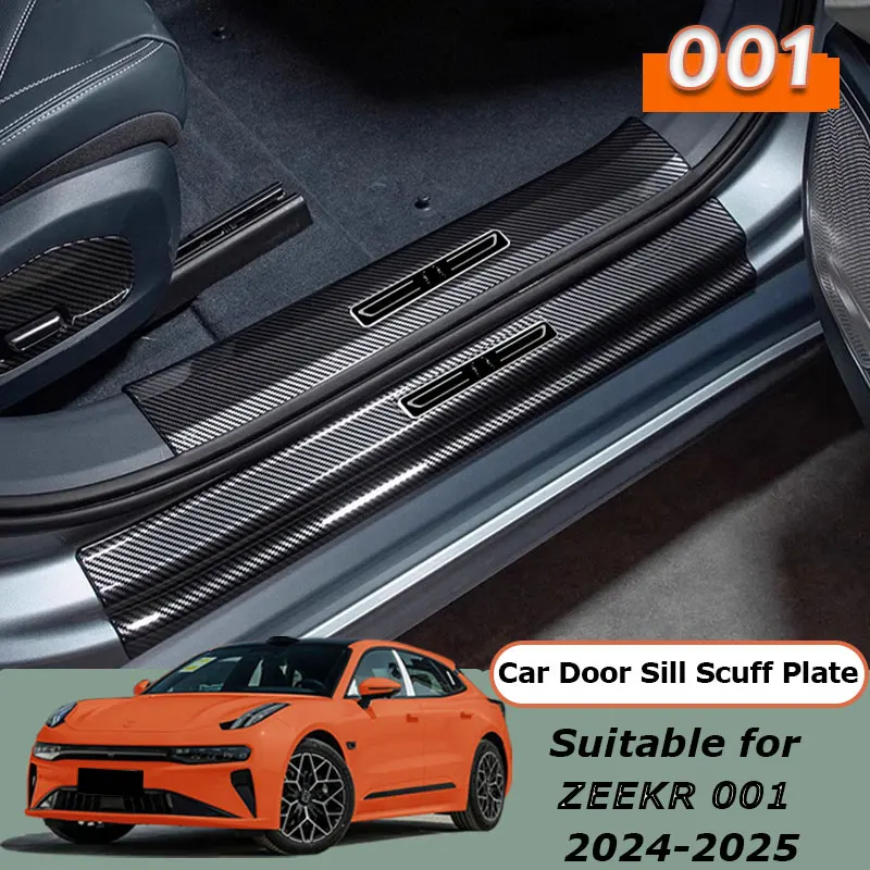 For ZEEKR 001 2024 2025 ABS Plastic Car Door Sill Pedal Welcome Scuff Plate Cover Door Sill Protector Trim Kick Guard Pedal