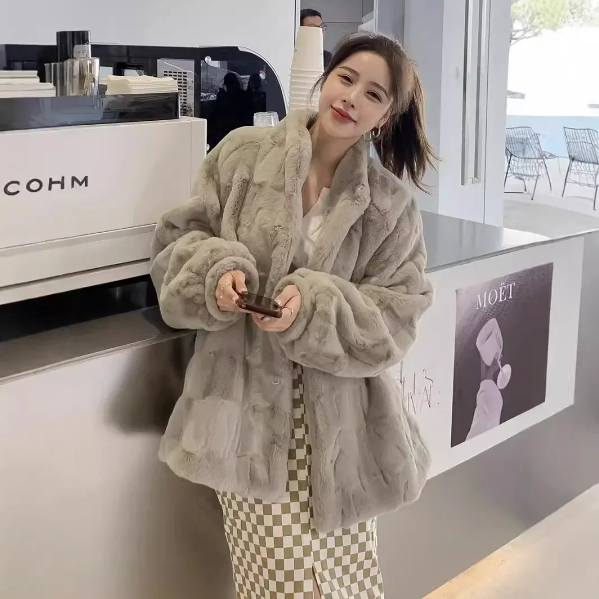 Nouveau automne hiver mi-long manteau femmes fausse fourrure manteaux vestes col montant épais chaud Y2k Streetwear veste travail décontracté 2025