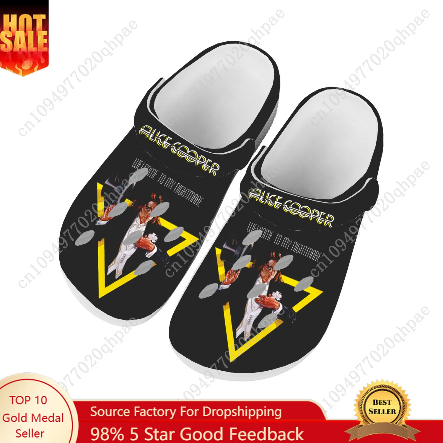 Hot Alice Cooper Horror Sandals Mens Women Water Shoes Home Garden Clogs Custom Made Beach Bath Breathable Hole Slippers