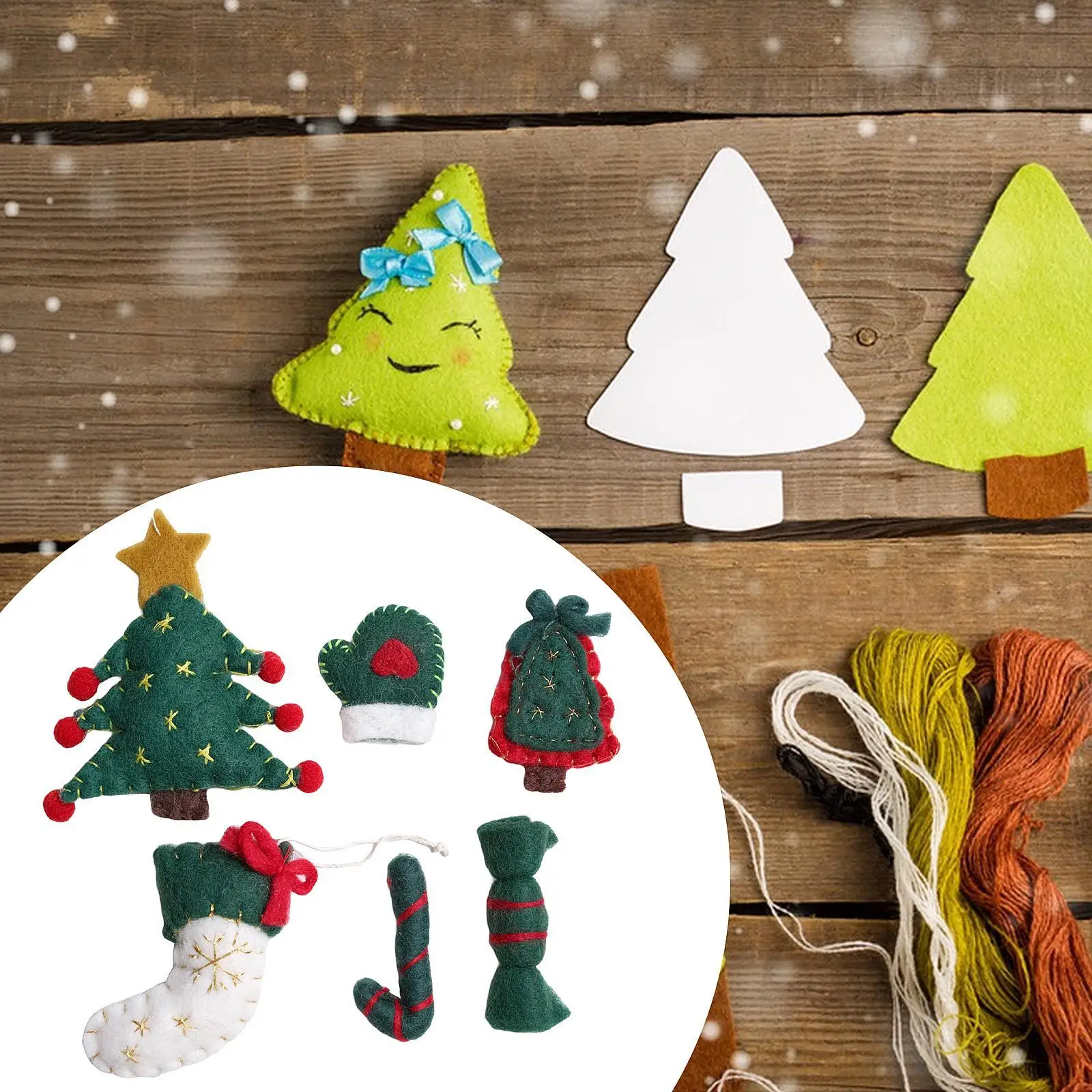 Festive Felt Ornament DIY Kit Christmas Tree Pendant Hanging Decor for Kids Adults Sewing Craft Cute Handmade Holiday Art