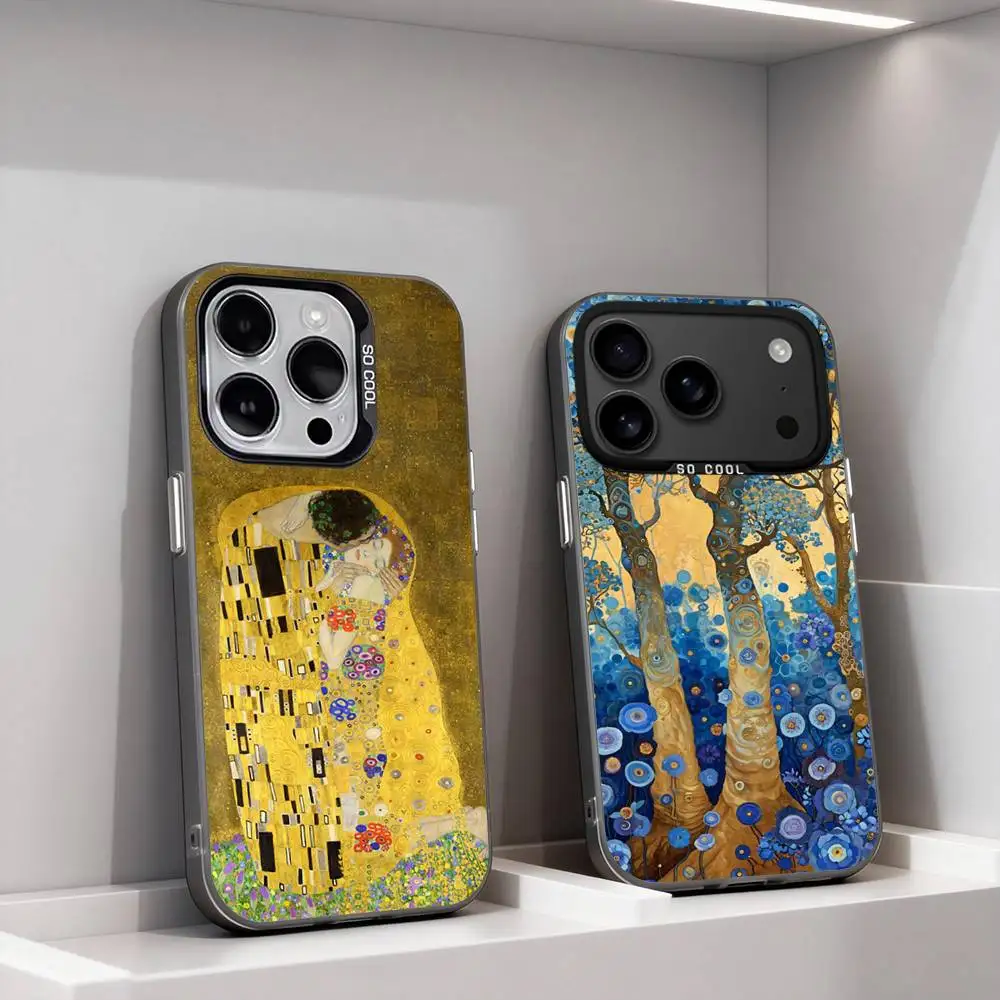 

The Kiss Gustav Klimt ART For iPhone 17,16,15,14,13,12,11,Pro,Max,Plus,E,Air,Mini Anti Fall Black Matte Hard Bumper Phone Case