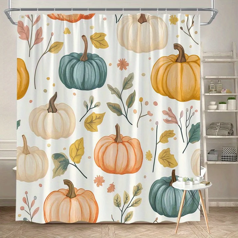 

1, занавеска для душа с рисунком тыквы и осенних листьев, полиэфирная ткань, можно стирать в машине, подходит для украшения ванной комнаты