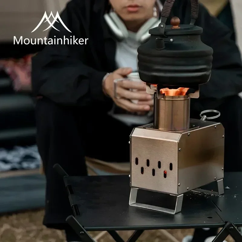 Mounthiker Portable Firewood Square Stove Stainless Steel Outdoor Fire Wood Heater Stove Picnic Hiking Camping Wood Burner Stove