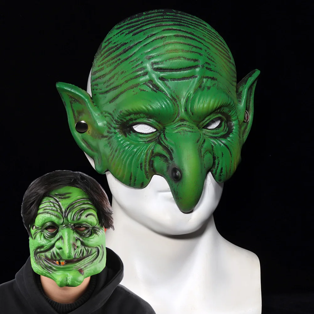

Хэллоуин зеленое лицо с маской косплей демон волшебница Pu полумаски для лица карнавальное платье костюм для вечеринки реквизит