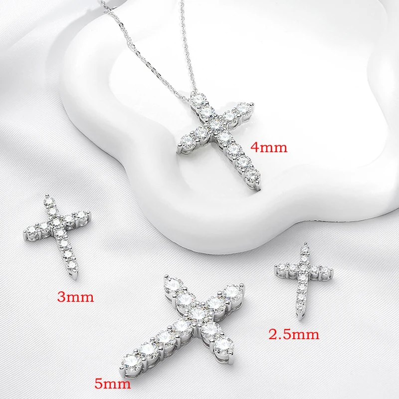 Smyoue Rhodium Plated 2.5-5mm Full Moissanite Necklace for Women 100% Sterling Silver Luxury Jewelry Party Pendant Top Quality