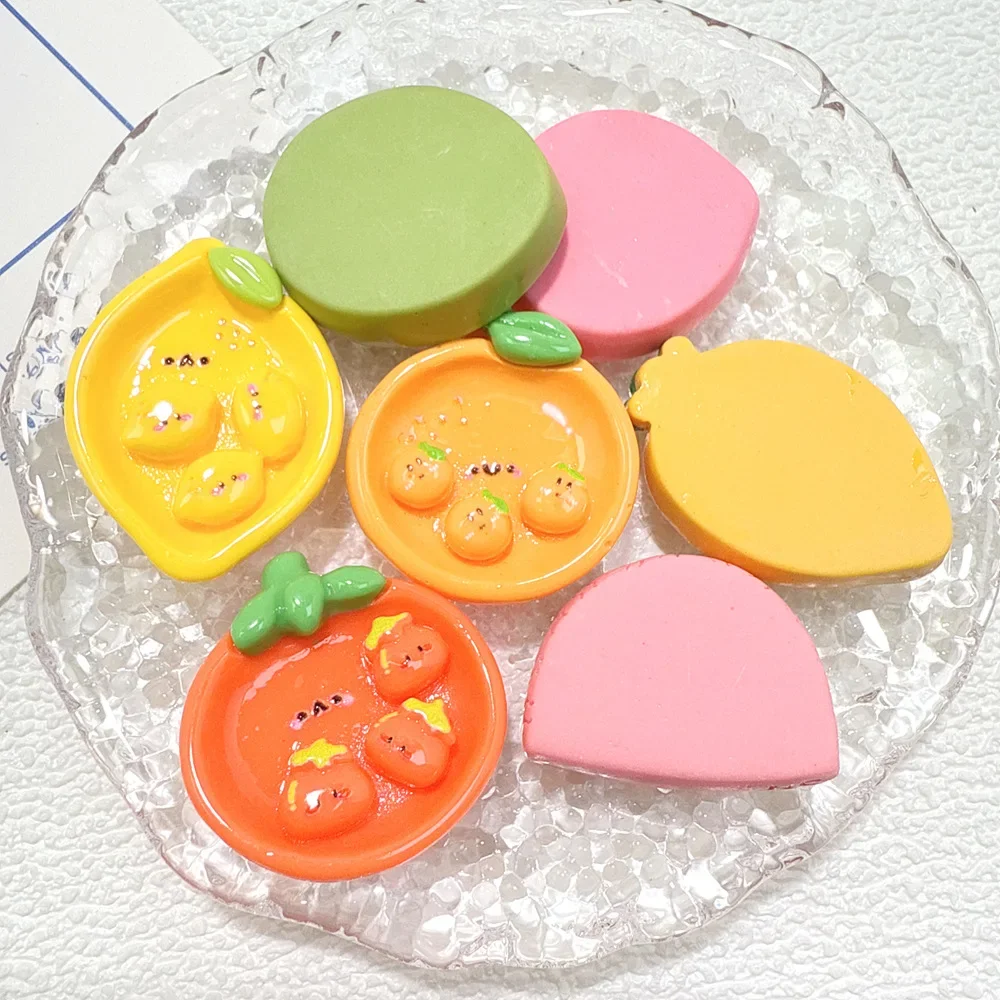 Resin Kawaii Fruit Plates Miniature Flatback Charms, DIY Hair Clip Decor