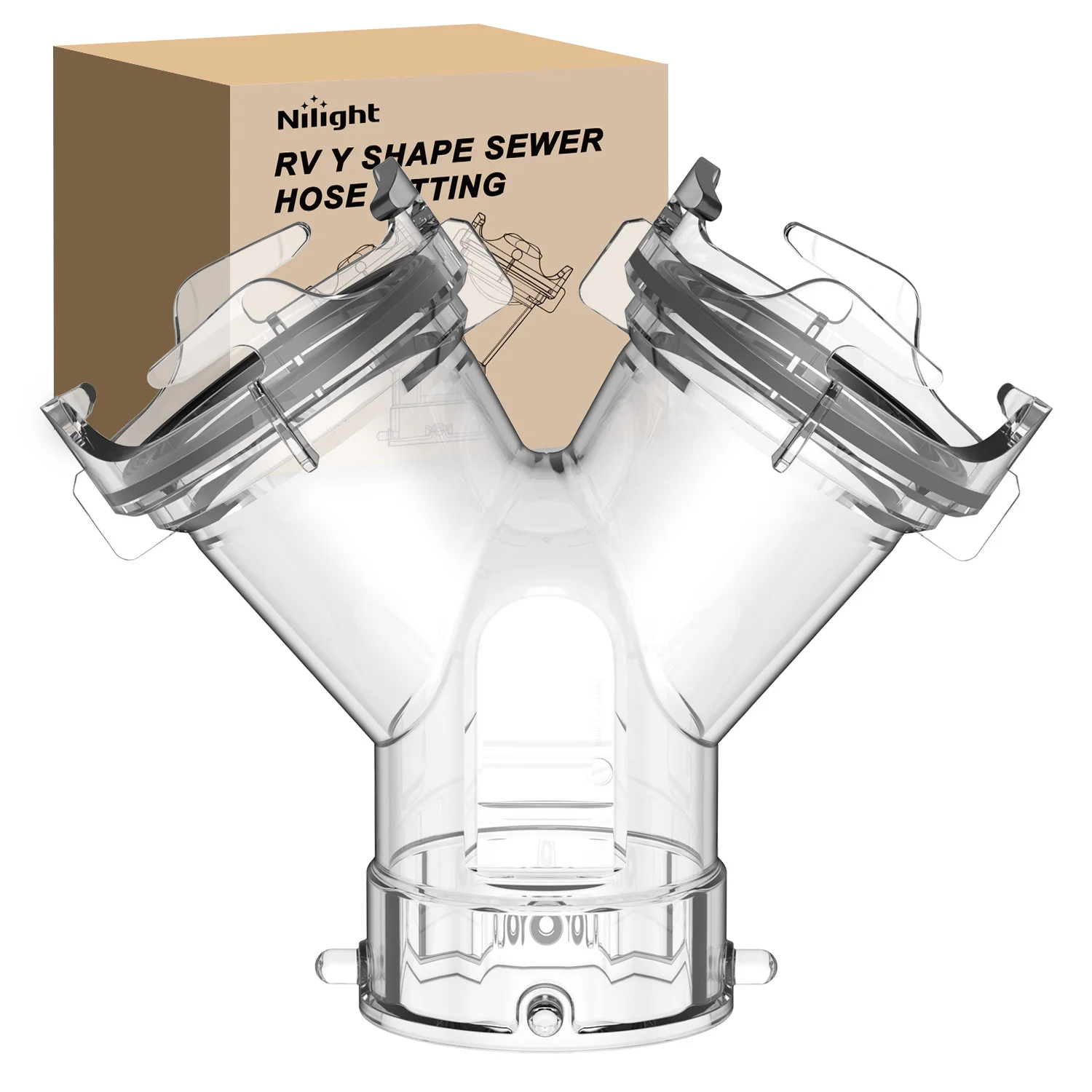 

Nilight RV Wye Sewer Hose Fittings Y Connector Clear Leak-Proof Connection with Built in Gasket Odor-Tight Seal Twist Bayonet Design RV Y Sewer Hose Splitter 2 Way Adapter for Campers Travel Trailers