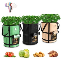 3Pcs 10 Gallon Durable Felt Plant Bag Green Planting Bucket Thickened Non-woven Garden Carrot Vegetable Potato Growing Pot