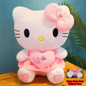 55cm Mainan Mewah Kucing Sanrio Hello Kitty Boneka Boneka Kucing KT Boneka Anime Ukuran Besar Hadiah Ulang Tahun untuk Anak Perempuan 10 penjualan terbaik boneka hello kitty besar - №