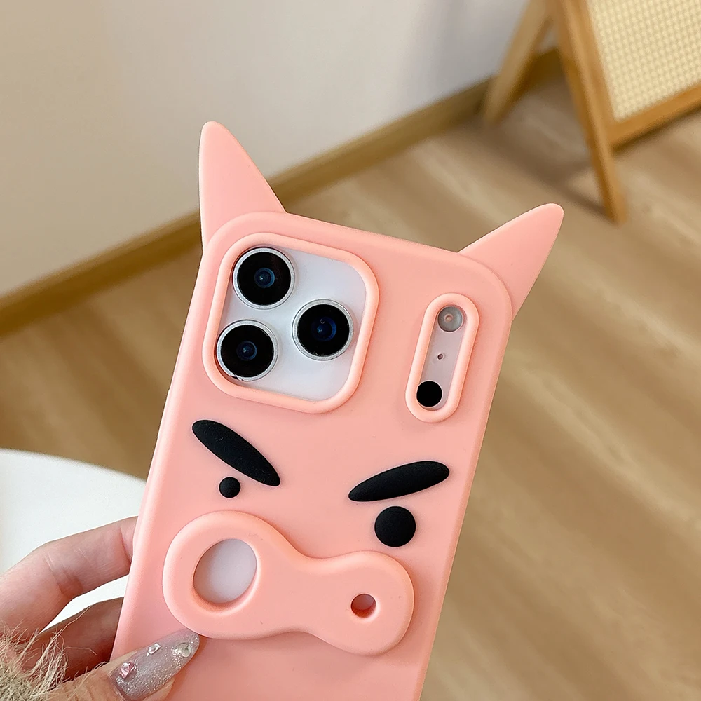 Lustige 3D-Cartoon-Ferchen-Handyhülle aus weichem Silikon mit Handschlaufe, stoßfeste Rückseite für iPhone 17 16 Plus 15 14 13 12 Pro Max – Detail 7