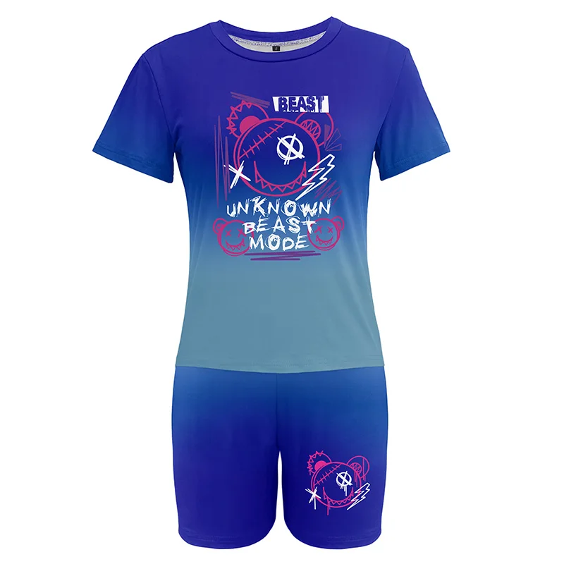 Women Print Tracksuit Sexy Clothes Summer 2 Piece Suit Women Sports Suits Shorts Tops Short Pants Outfit