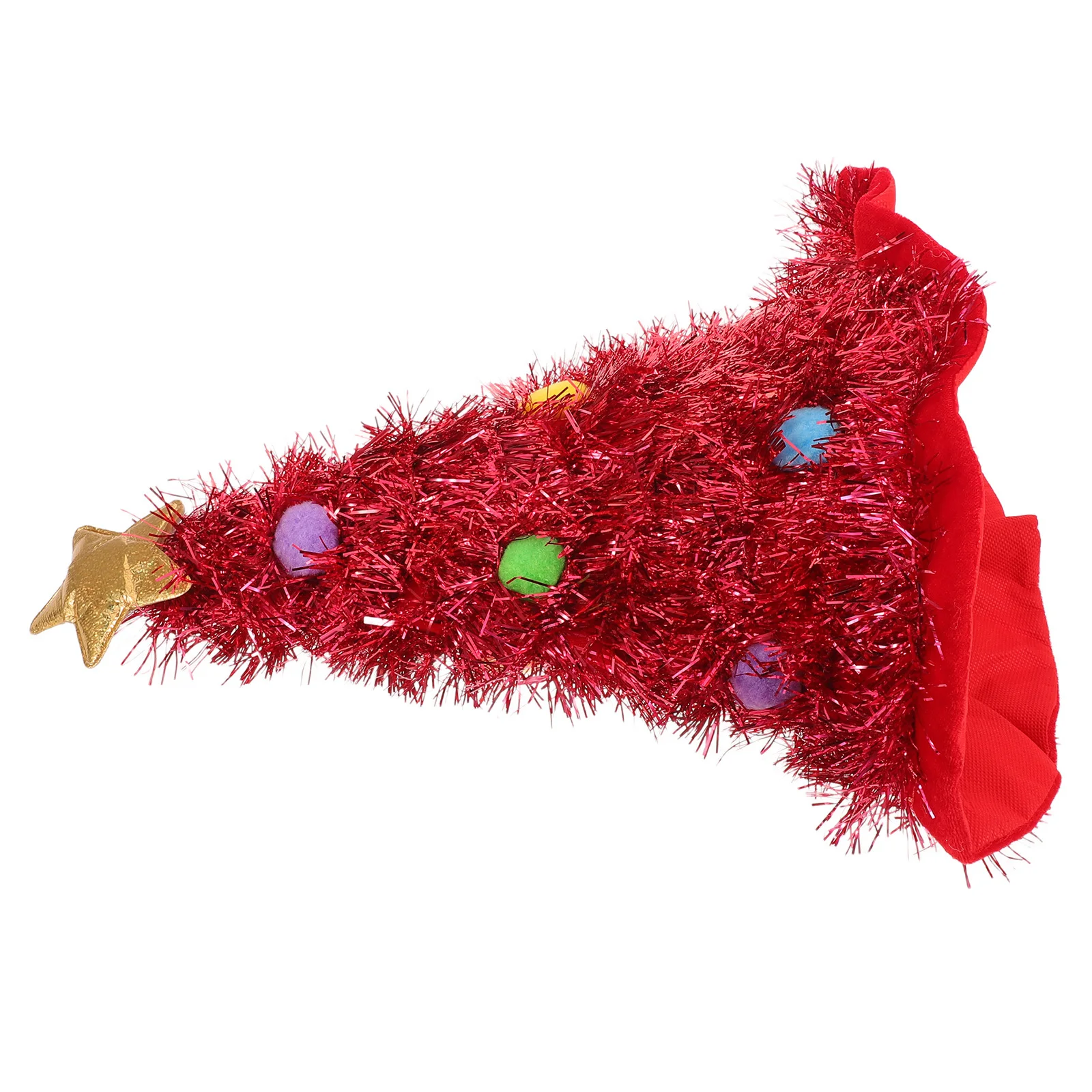 

Large Tinsel Christmas Tree Hat Red Santa Hat Ornament Cone Shaped Holiday Costume Party Photo Booth Prop Holiday Accessories