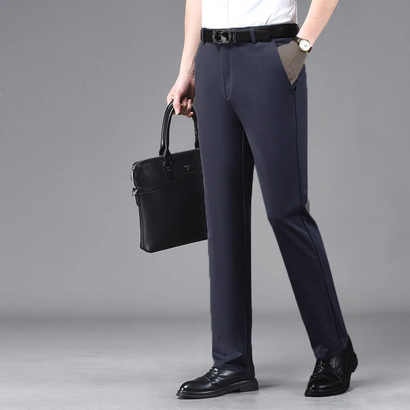 6 اللون الرجال السراويل فستان رسمي البدلة السراويل العمل السراويل جودة الأعمال سراويل تقليدية مستقيم أسود كاكي الأزرق الداكن السراويل الطويلة