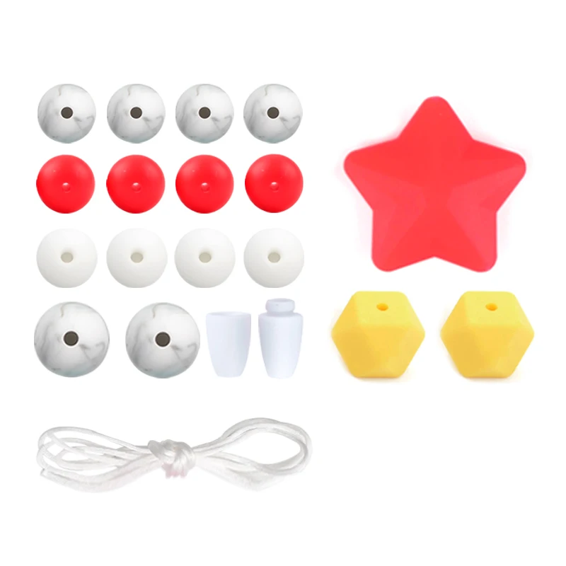 LOFCA Silicone Beads Set Rodent Food Grade BPA Free DIY Accessories Set Pacifier Chain Clips Crown Star Cartoon Holder Chain