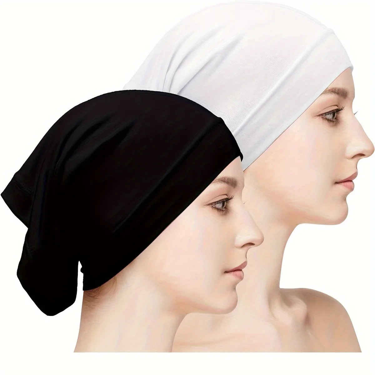 Fahion Muslim Hijab Caps Women\'s Headscarf Hat Chemo Hats Hair Care Solid Color Turban Bonnet Adjustable