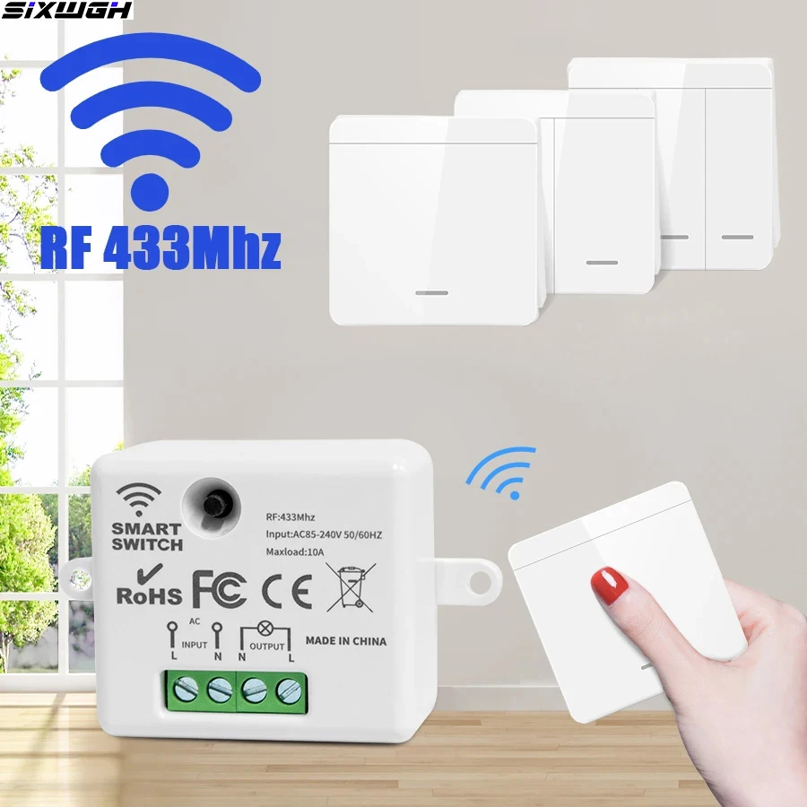 Wireless Switch RF 433Mhz Remote Controller for Home Automation LED Switch - Easy to Install