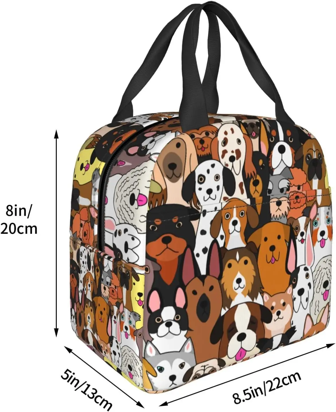 Cute Dogs Animal Print Lunch Bag Compact Tote Bag contenitore per il pranzo riutilizzabile per donna uomo School Office Work, 6l