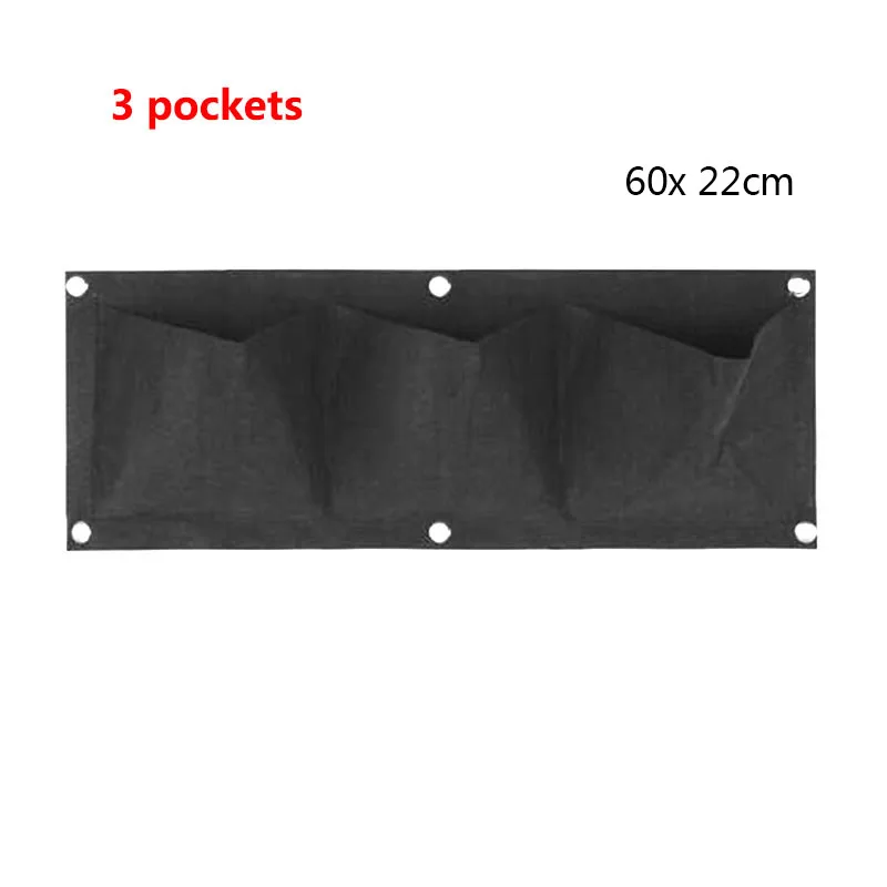 3 Pockets Black Wall-mounted Planting Bag Flowers Plant Grow Pot Wall Hanging Bags Life Household Items Flower Pots Decoration