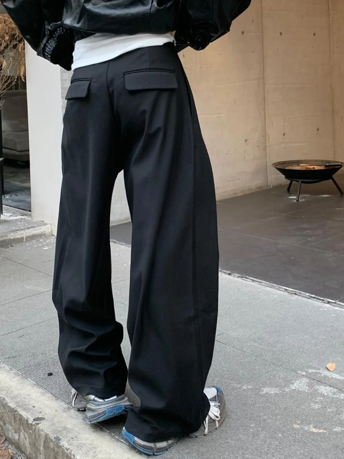 

Korean Style Deconstructed 3D Tailored Men's Casual Pants Loose Lazy Wide Leg Long Trousers Spring Autumn Seasonal Wear