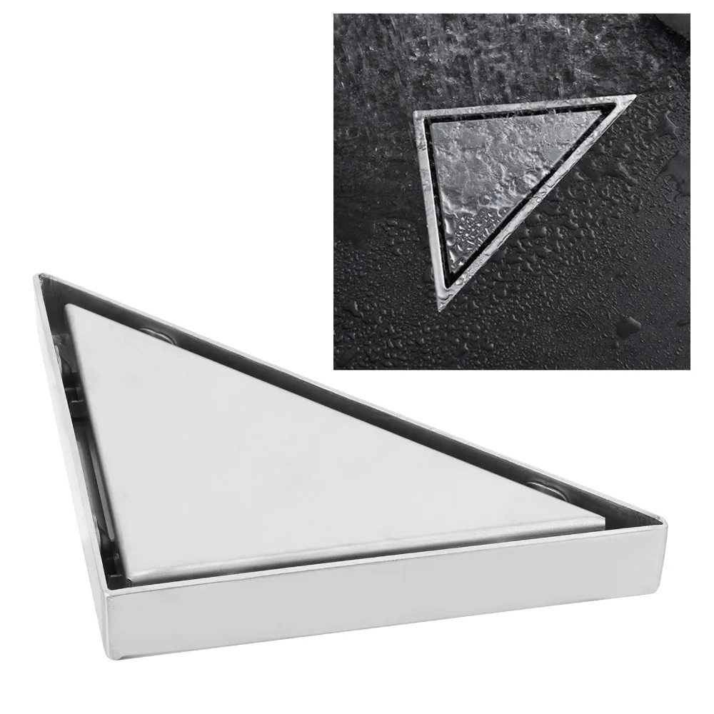 304 Stainless Steel Floor Drain Concealed Enlarged Buckle Design Corner Drain Triangular Tile Insert Floor Strainer Home