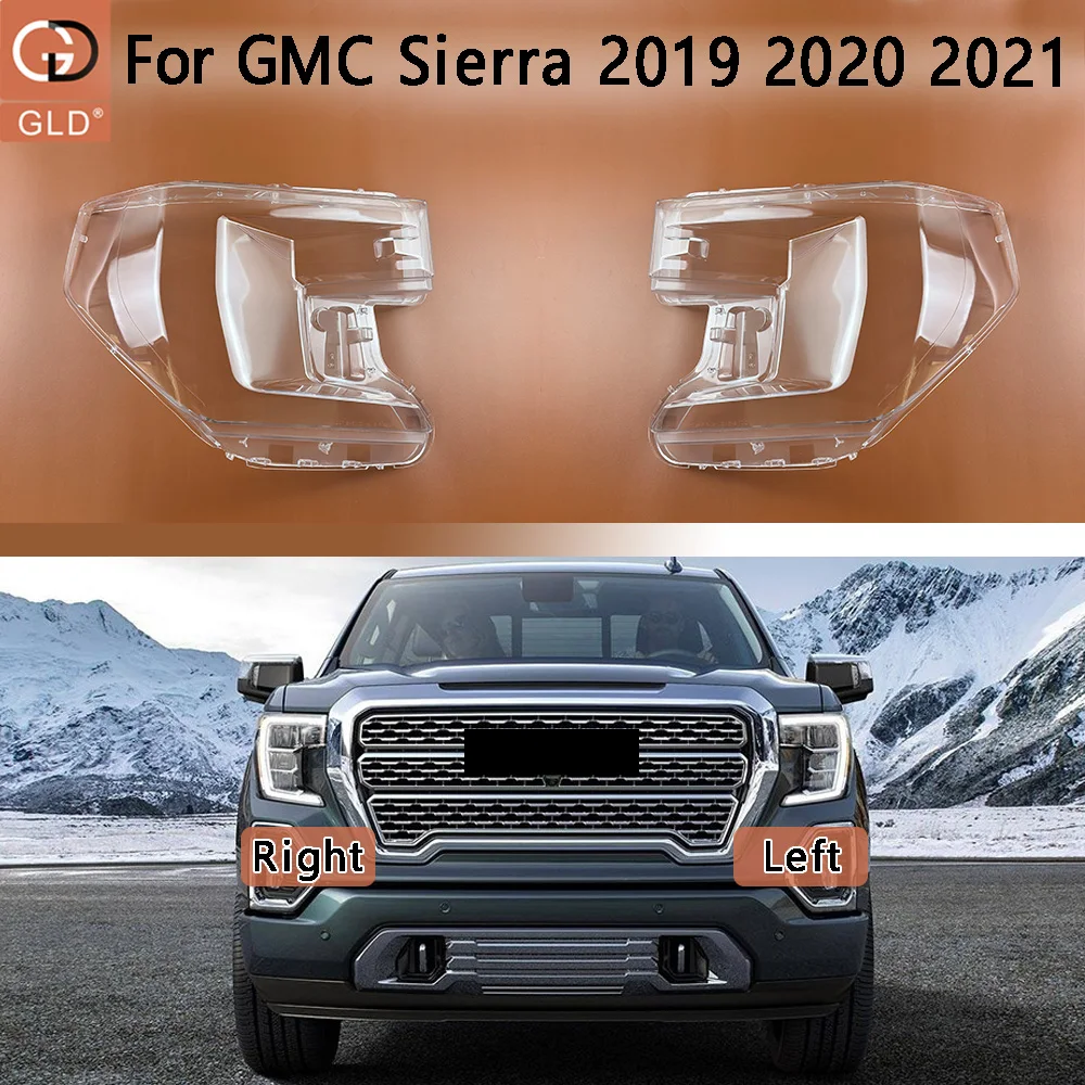 

For GMC Sierra 2019 2020 2021 Car Accessories Front Headlamps Transparent Lampshades Lamp Shell Headlights Lens Cover Plexiglass