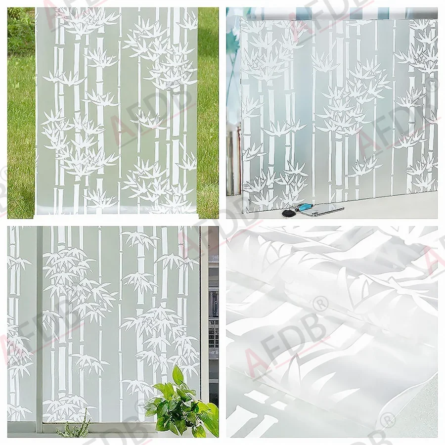 Stained Glass Privacy Window Film Roll Frosted Self Adhesive Heat Block UV Block for Home Office Door Window