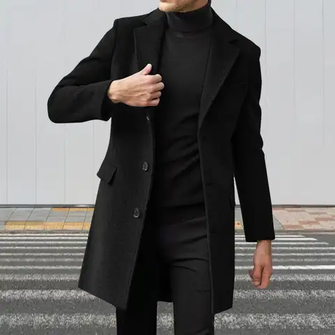 라펠 칼라 패딩 가죽 재킷, 빈티지 두꺼운 코트, 양가죽 재킷, 남성용 탑코트, 긴팔 플러스 사이즈 겨울 코트