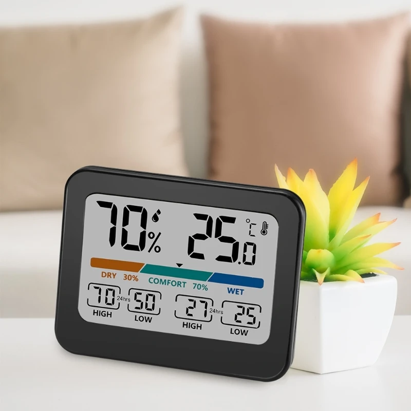 Termometro digitale Igrometro Display LCD Sensore umidità elettronico Indicatore temperatura con staffa per baby room Drop