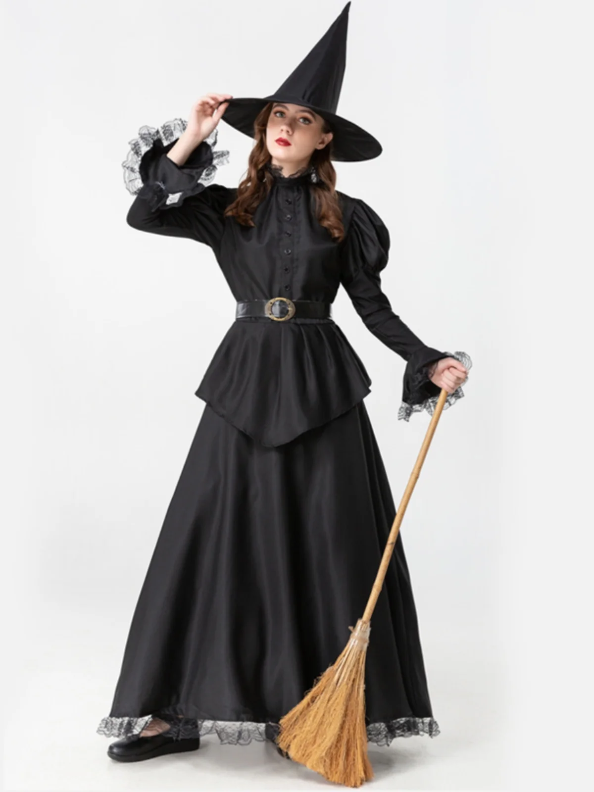 Halloween Cosplay Bla Heksenkostuum Stage Performance Heksenhoed Fem Polyester Traditioneel Chinees Operakostuum