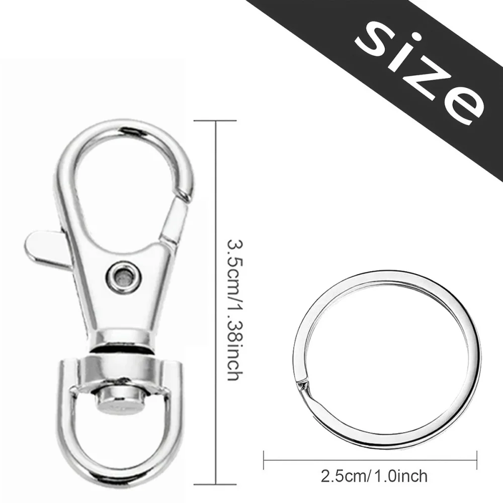 20/40/60 Stück Schlüsselanhänger-Haken mit Schlüsselring, Schlüsselanhänger-Clip-Haken mit flachem Ring für Lanyard, Schmuckherstellung, DIY-Bastelarbeiten – Detail 5