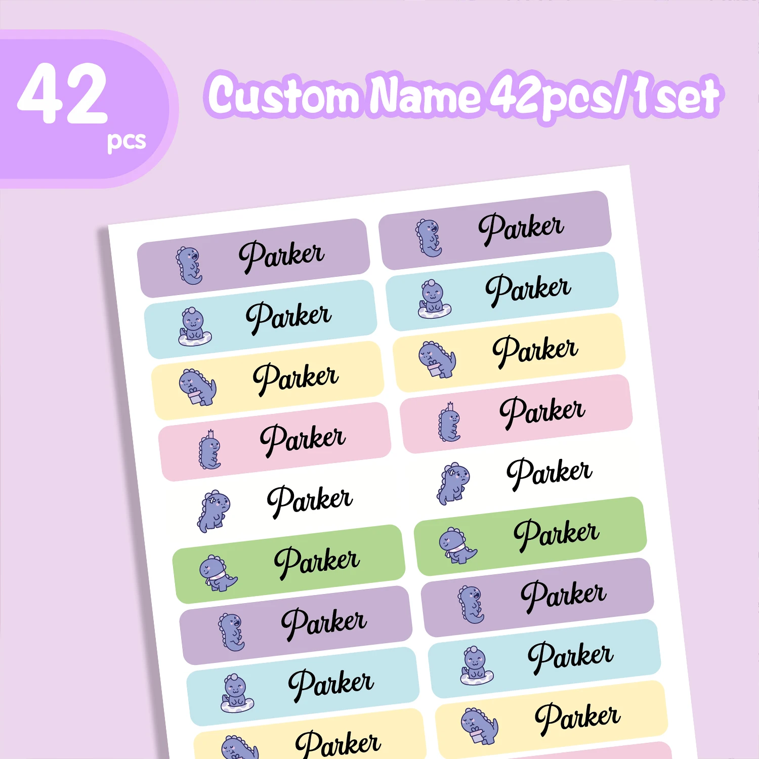 126/168pcs dinosaur Customized Name Stickers Textbook Tag Label Personalized Patches For School Lunch Boxes & Office Supplies,