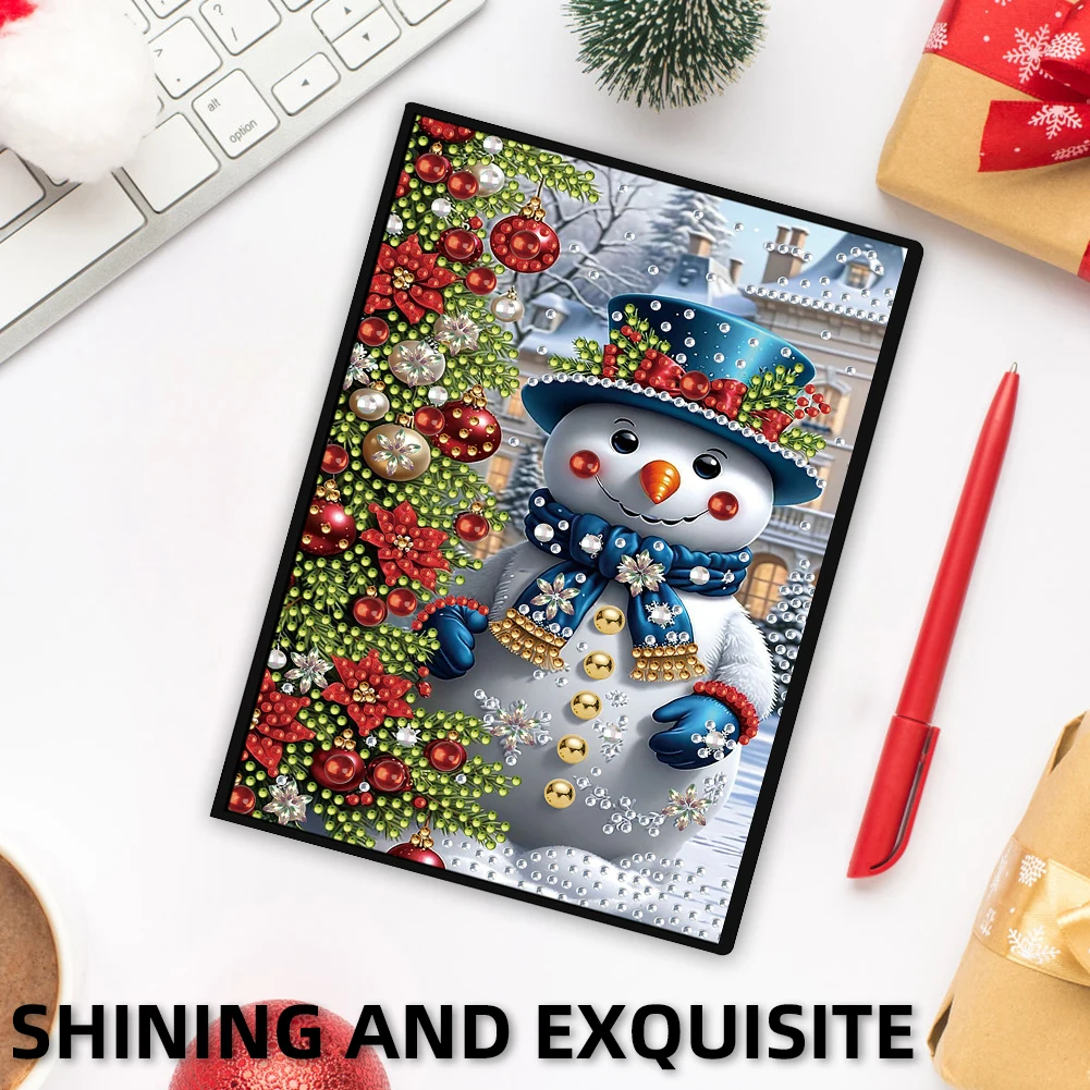 

50-стоночный блокнот A5 со снеговиком и алмазной живописью для взрослых, праздничный подарок на день рождения