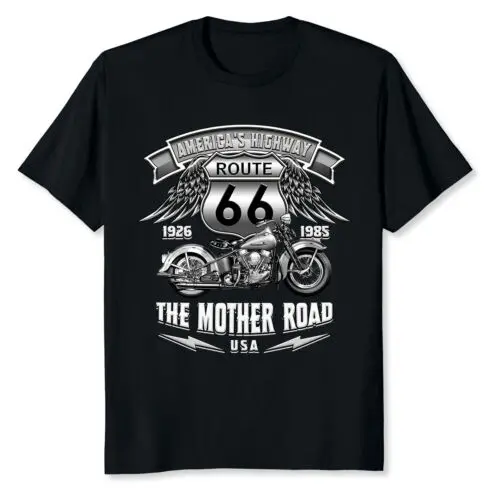 

NEW LIMITED Route 66 America's Highway Biker Motorcycle The Mother Road T-Shirt