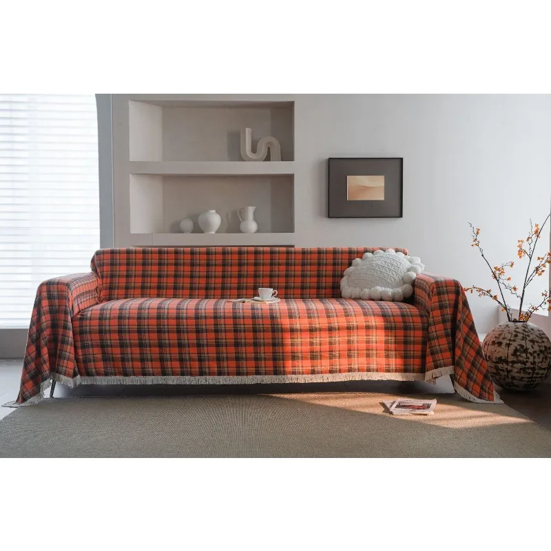 Universal Sofa Cover Cloth Vintage Countryside Sle Full Cover Sofa Tow Blanket Dustproof Mixed Fabric Plant Floral Pattern