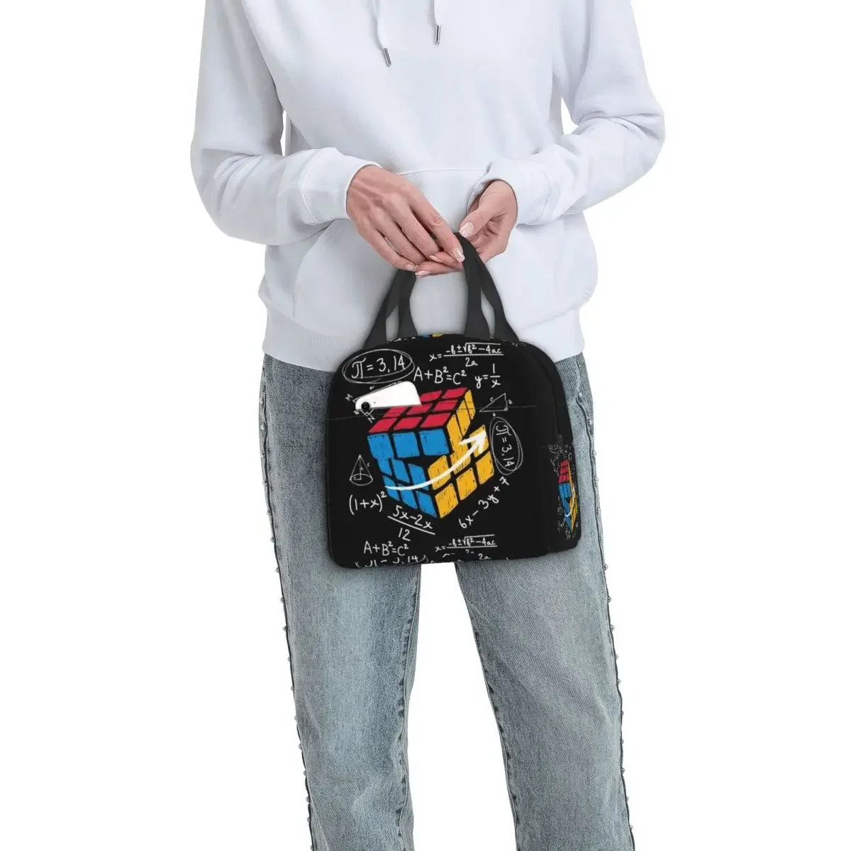 Math Rubiks Rubix Cube Insulated Lunch Bag for Women Children Portable Food Boxes Thermal Lunch Box Tote