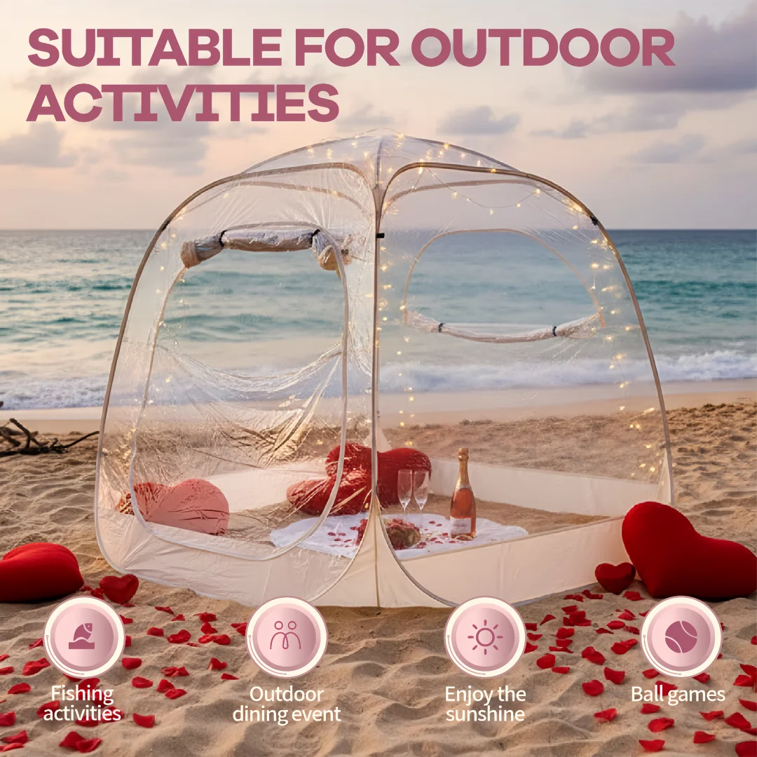 Valentine Romantic Clear Tent PVC Pop Up Transparent Bubble Tent 2-4 Person Beach Camping
