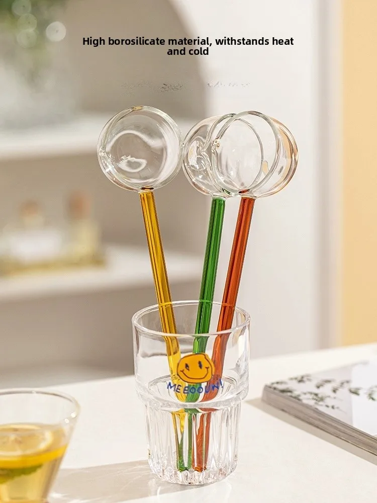 High Borosilicate Glass Spoon Dessert Coffee Stirring Spoon Red Wine Tea Spoon Soup Spoon Wine Brewing Spoon Heat Resistant