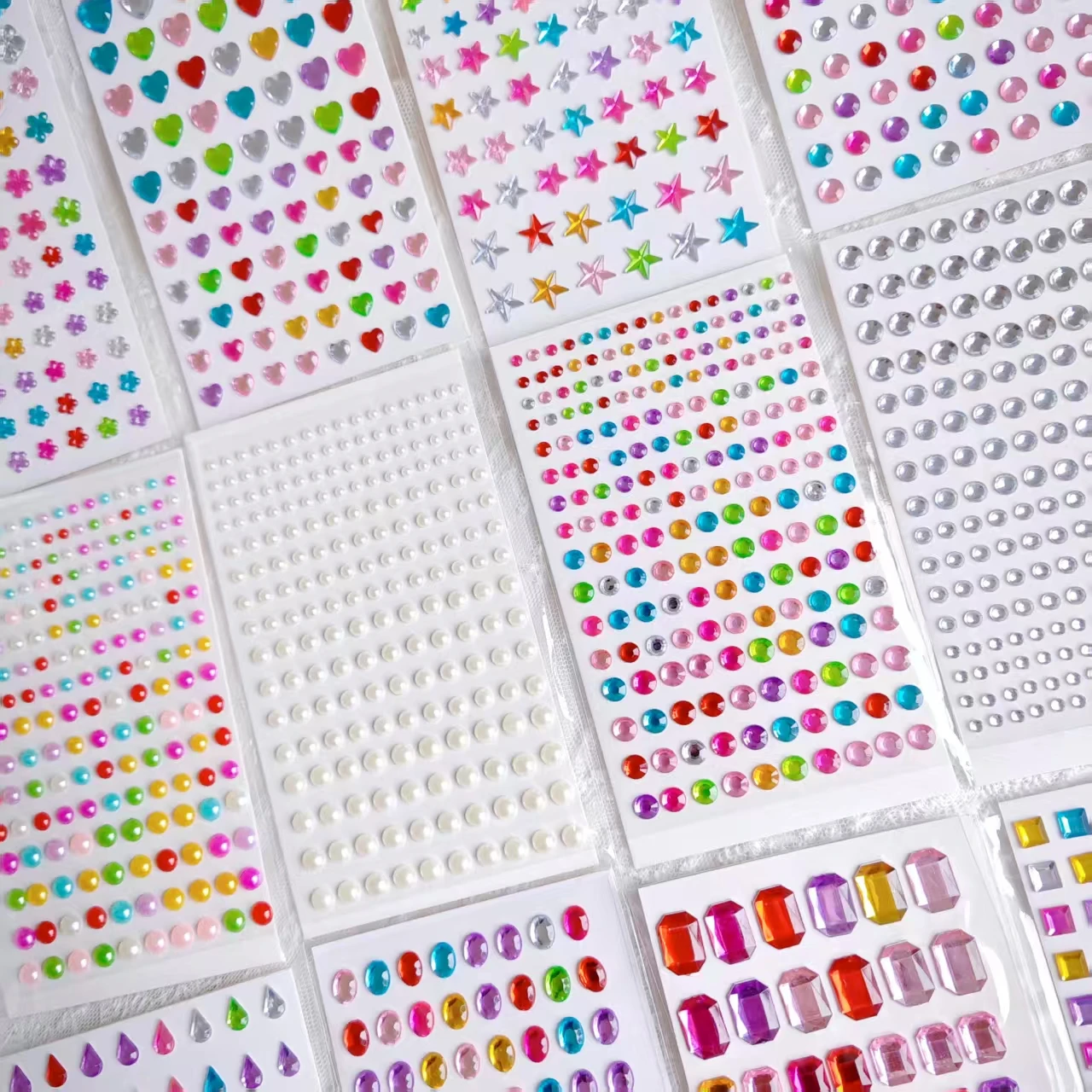 3200 pieces of 12 color creative decorative stickers, ear stickers, handmade diamond rhinestone stickers, acrylic gemstone cryst