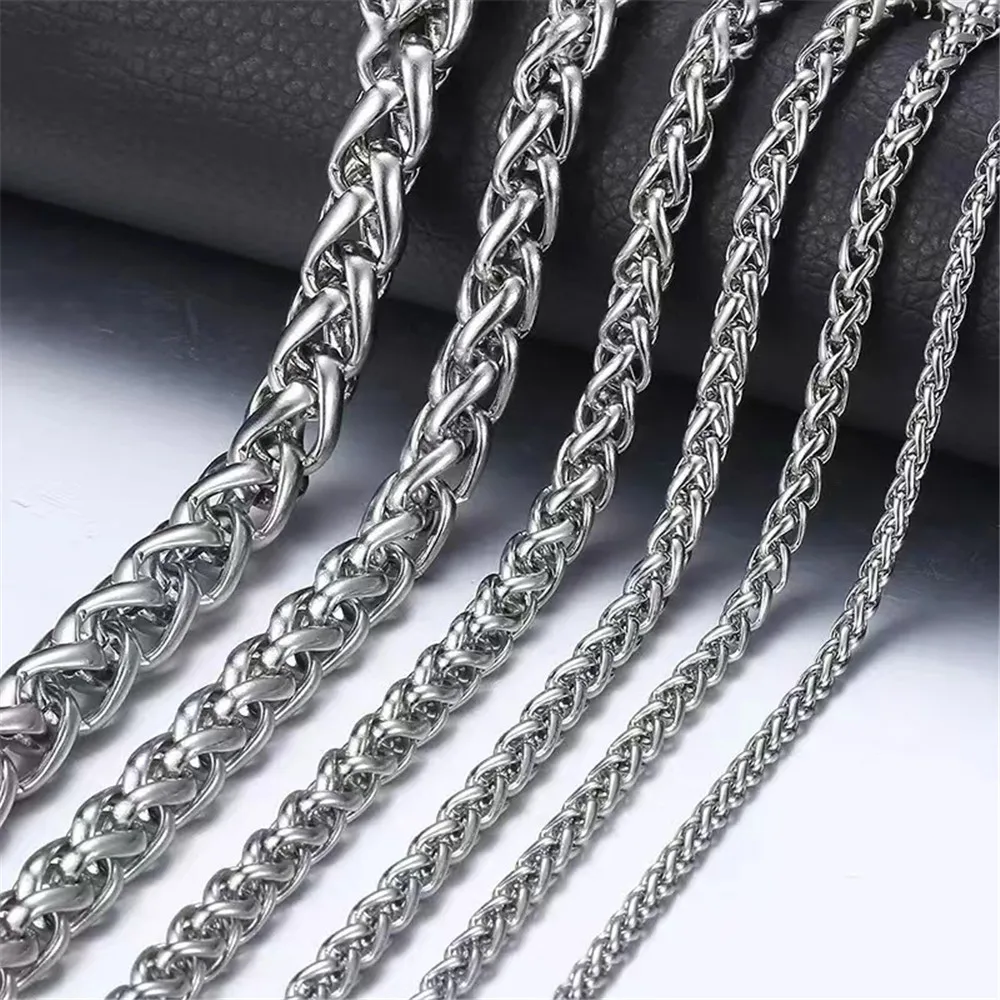 3/4/5/6/8mm Silver Color Stainless Steel Keel Chain Necklace Rope Chain For Men and Women Collar Choker Jewelry Gifts Never Fade