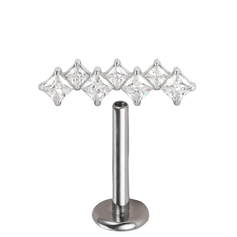 Titanium Ear Studs Earrings with CZ Paved Top