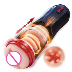 Automatic Sucking Male Masturbator Vibration Men Blowjob Suction Masturbation Cup with LCD Display Real Vagina Vacuum Sex Toys