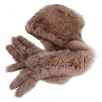 BOONJOVIA Women's Luxury Genuine Fox Fur Knitted Hooded Scarf Winter Warm Fur Hat Wraps