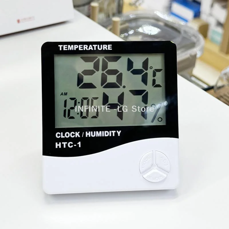LCD Digital Temperature Humidity Meter HTC-1 Home Indoor Outdoor Hygrometer Thermometer Weather Station With Clock