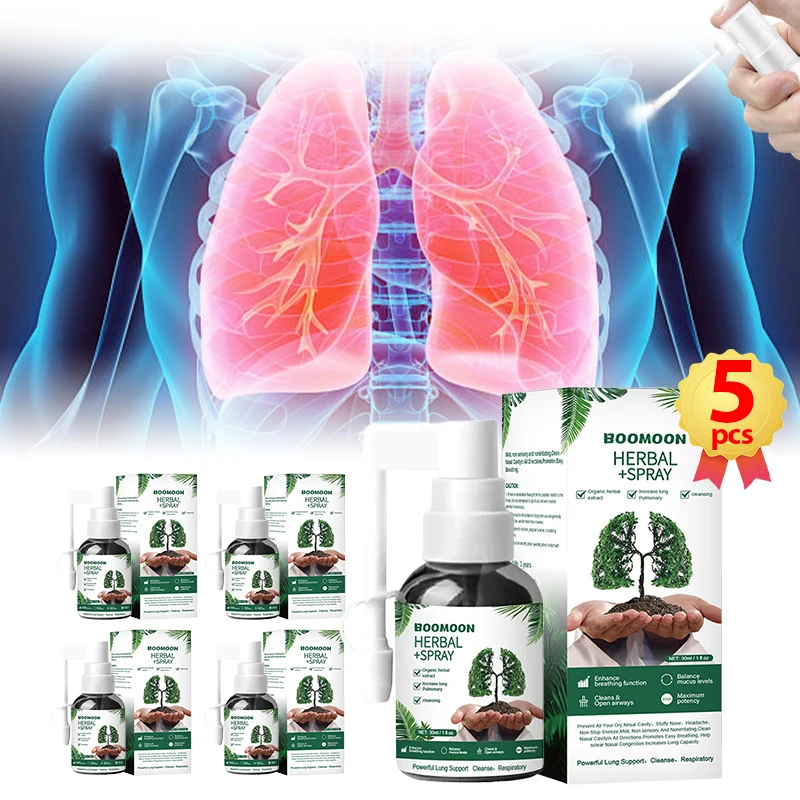 

5 Bottles Lung Cleanse Spray Lungs Breath Detox Health Cleaner Respiratory System Support Lung Cleaning Herbal Mist Care