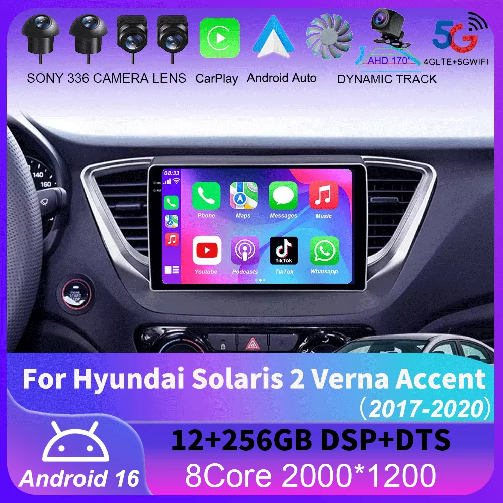 

Android 16 Car Radio For Hyundai Solaris 2 Verna Accent 2017 2018 2019 2020 Multimedia Stereo Player Navigation GPS Head Unit BT