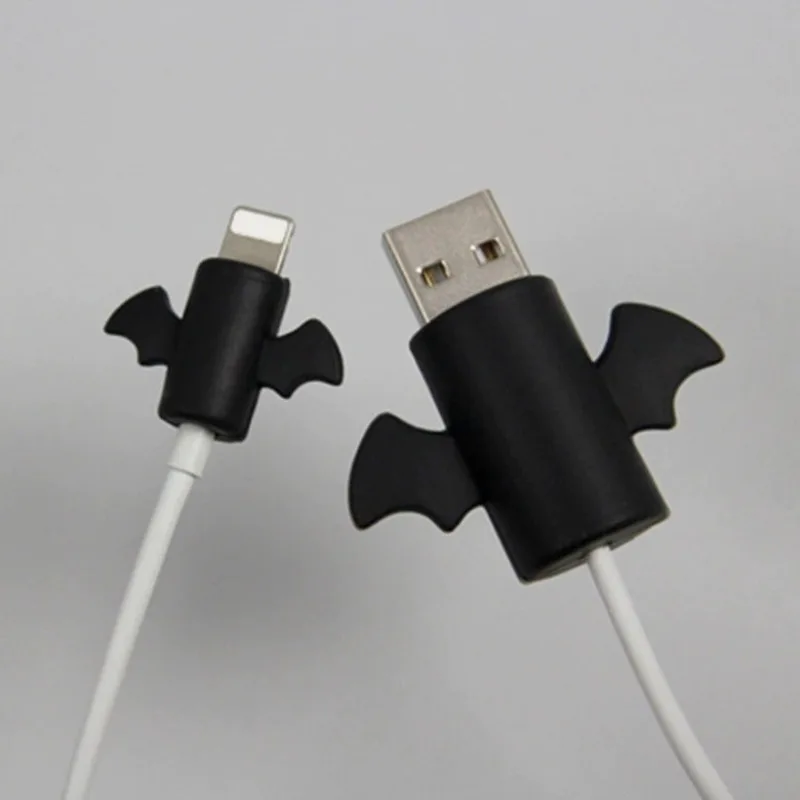 2Pcs/Set Angel Wing Cable Protector Winder Kawaii Charging Line USB Cable Protector Cute Bat Phone Cable Organizer For iPhone