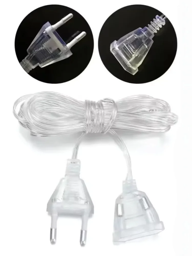 3M 5M Power Plastic Verlengsnoer voor EU Plug LED Vakantie Lichtslinger Verlenging Standaard Thuis Transparante Kabel Verlengdraad - afbeelding 2