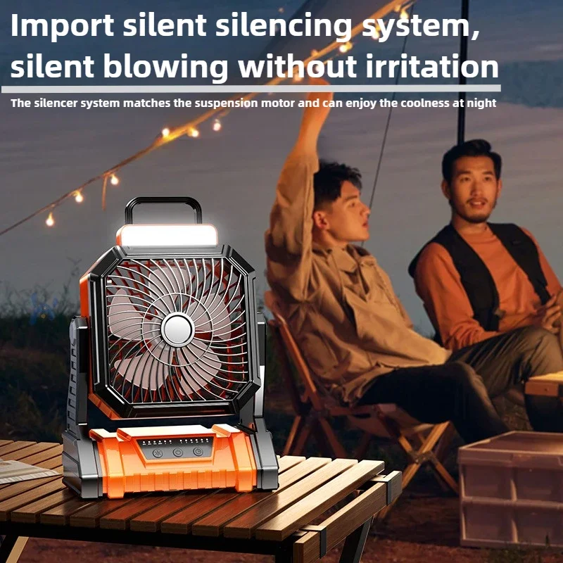 

Auto Oscillating Camping Fan with Remote - Rechargeable Wireless LED Light Portable Outdoor Fan for Tent RV Home Ventilation