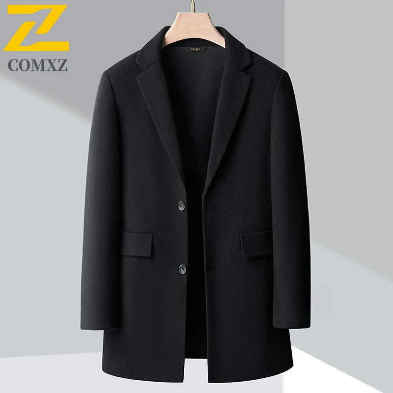 2025 Men Wool Overcoat Winter Fashion Classic Turndown Collar Premium TrenchCoat ​Business Medium Long Styles Windproof Jackets
