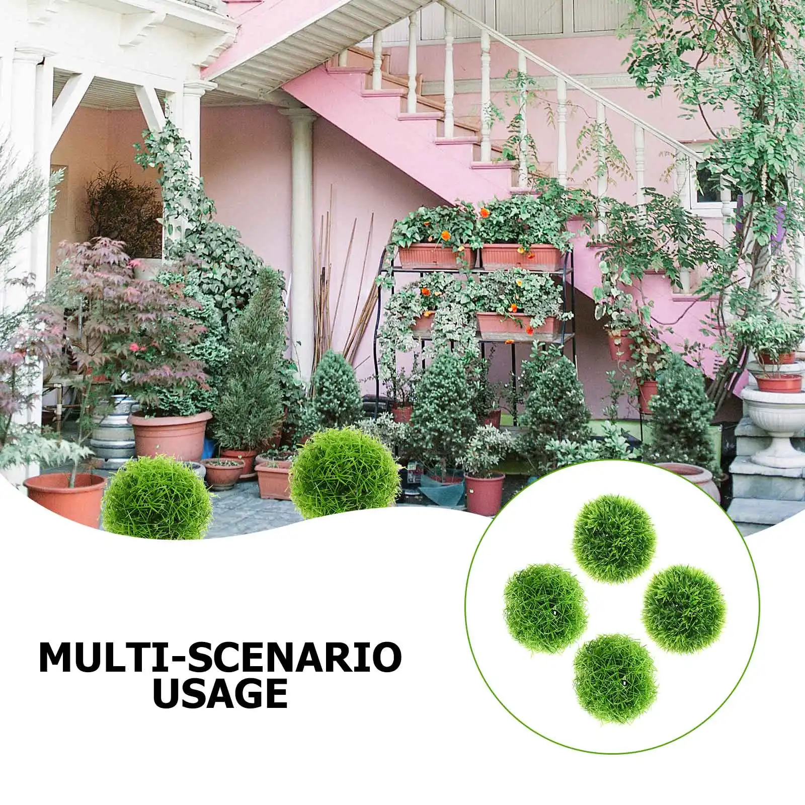 

4 Pcs Simulation Grass Ball nament Artificial Plants Balls Vibrant Colors Lifelike Decor Home Shopping Mall Hotel Safe